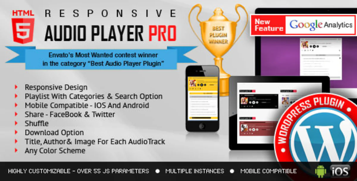 Responsive HTML5 Audio Player PRO v3.6.7 - WordPress Plugin