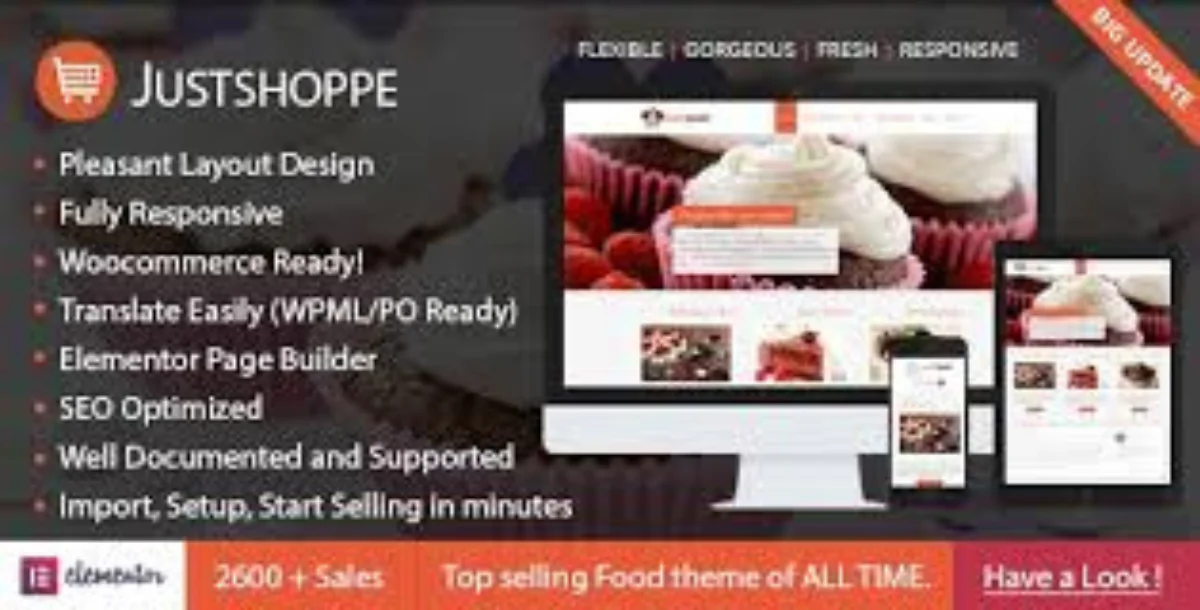 Justshoppe v13.1 - Elementor Cake Bakery WordPress Theme