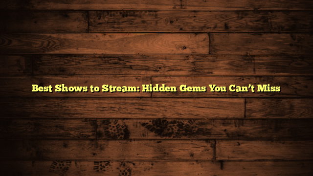 Best Shows to Stream: Hidden Gems You Can’t Miss